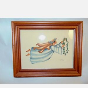 Jean Henry Theorem Painting Christmas Angel Folk Art Rustic Cottagecore 6x8"